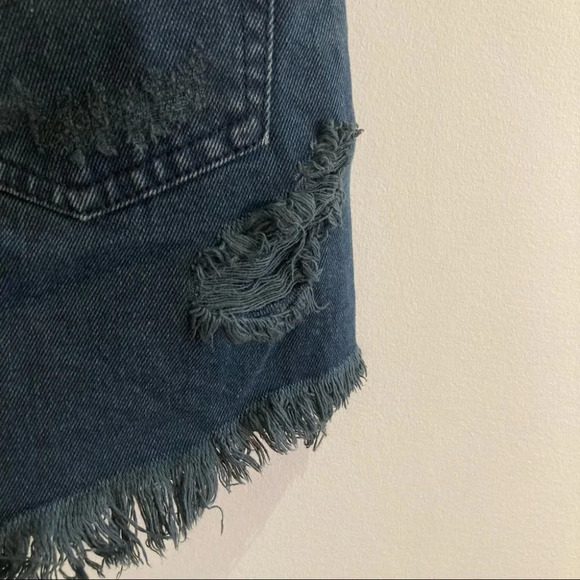 ONE TEASPOON Sz 26 Distressed Button Fly Mini Jean Denim Skirt - Picture 8 of 15